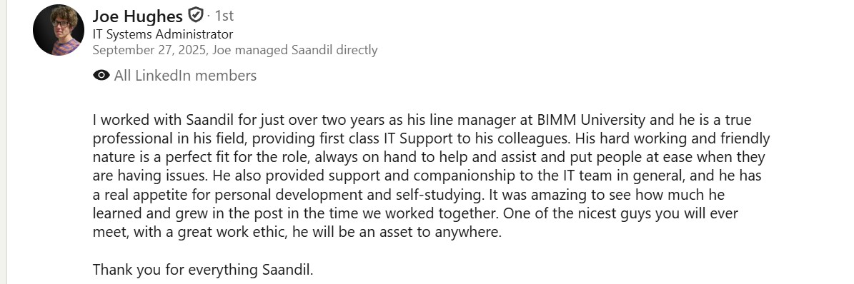 LinkedIn recommendation screenshot 2