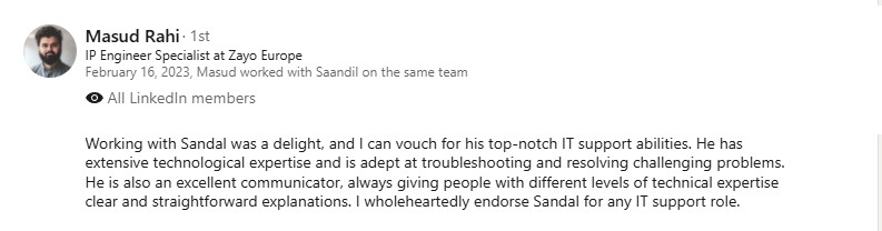 LinkedIn recommendation screenshot 5