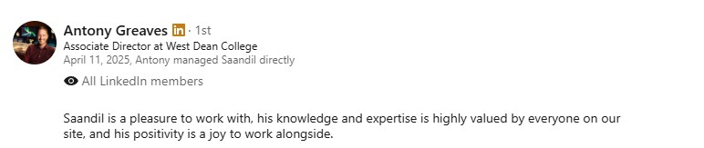 LinkedIn recommendation screenshot 8